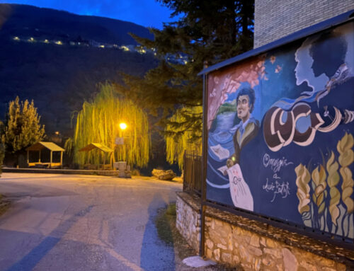Murale a Lucio Battisti di SANTINA ELEUTERI al Lago di Paterno