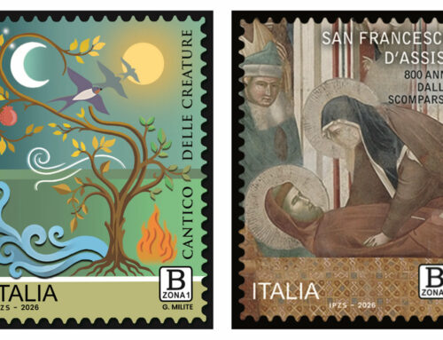 DUE FRANCOBOLLI DEDICATI A SAN FRANCESCO D’ASSISI E AL CANTICO DELLE CREATURE